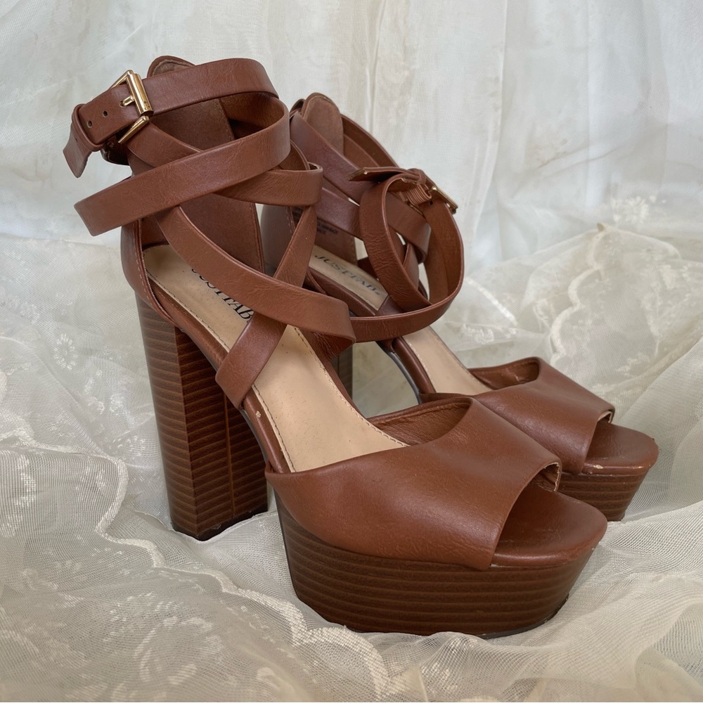 JUSTFAB Brown Lace Up Heels